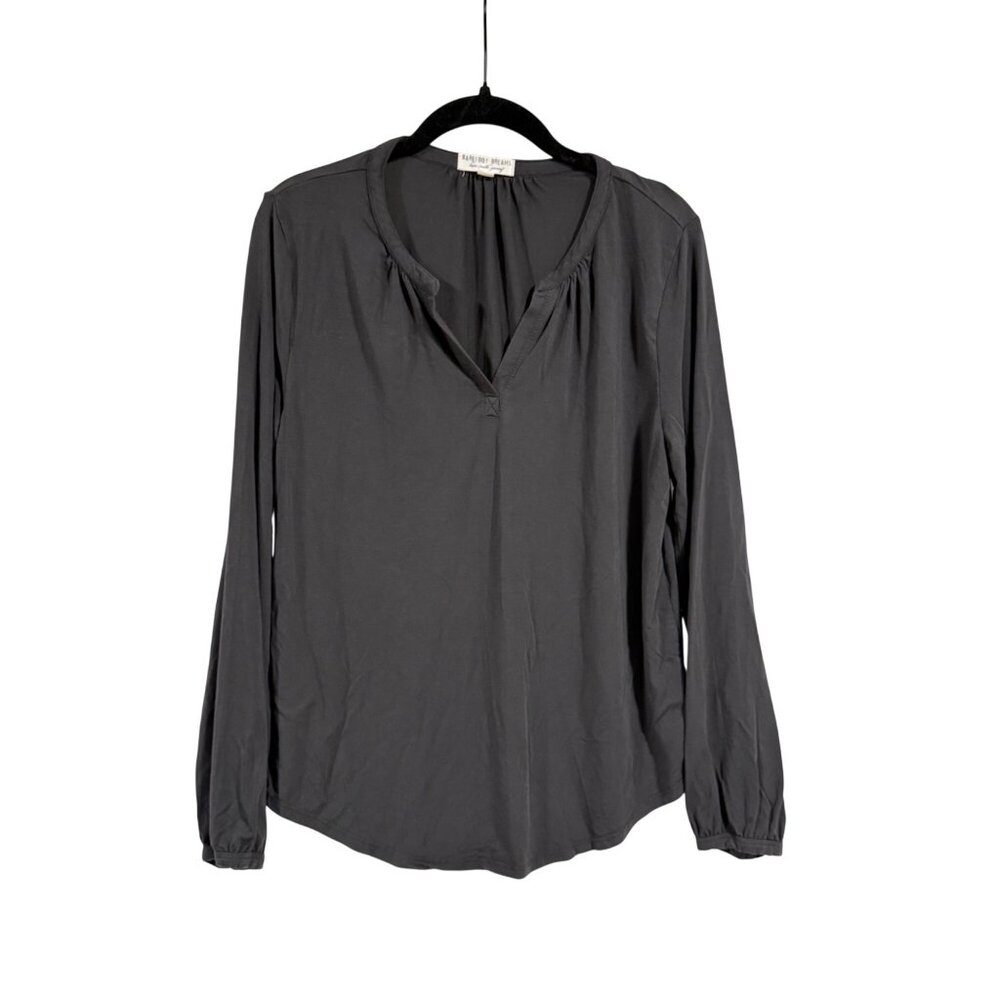 Barefoot Dreams Namaste Lounge Wear Top ONLY Gray‎ Long Sleeve Size S
